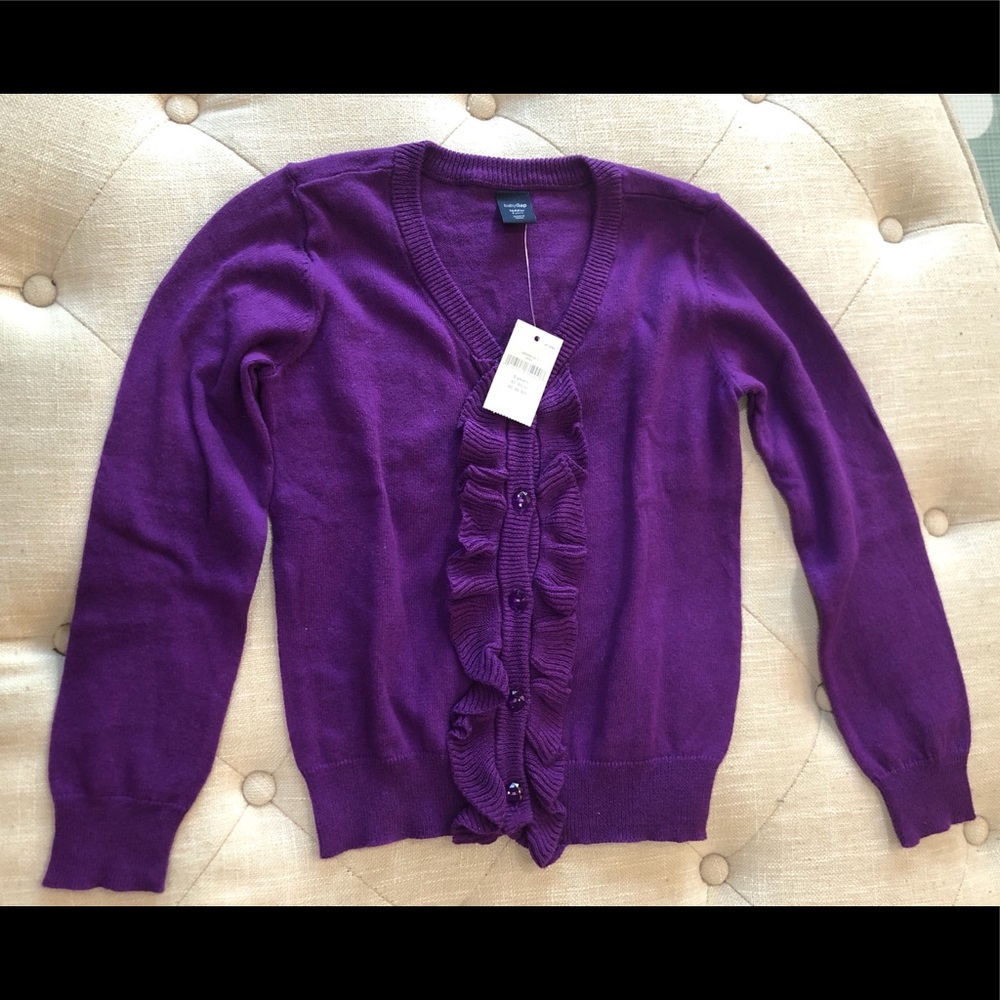 NWT BabyGap Girl Purple Ruffle Cardigan Size: 5yo